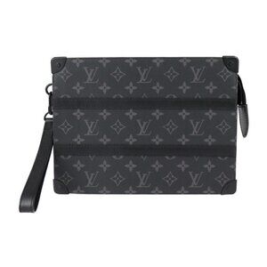 LOUIS VUITTON Black Monogram Leather Pouch